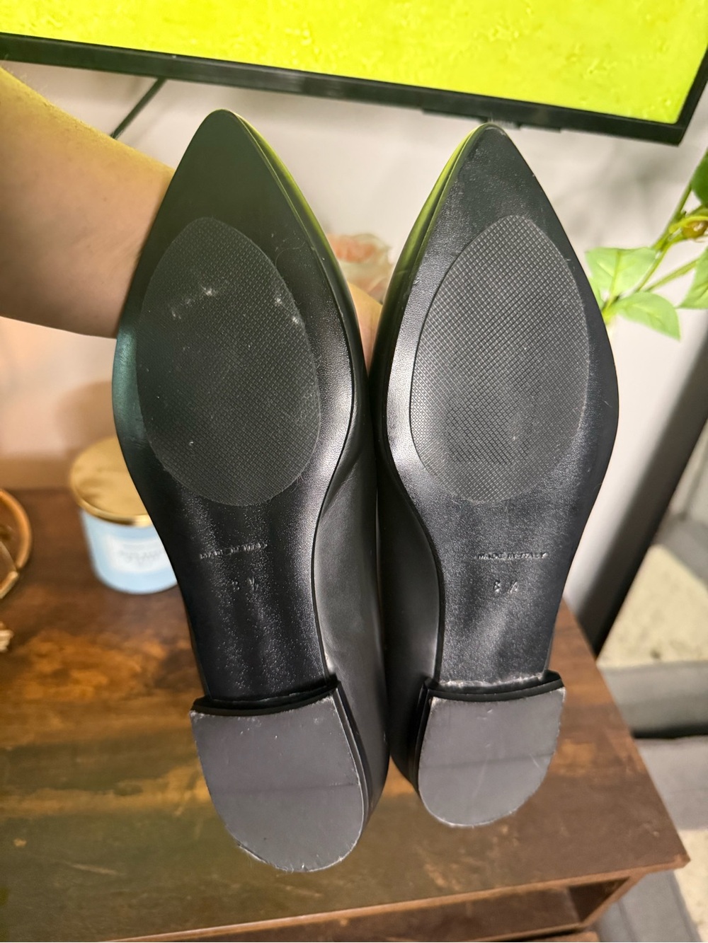 Everlane Black Pointed Leather Flats - Picture 4 of 5